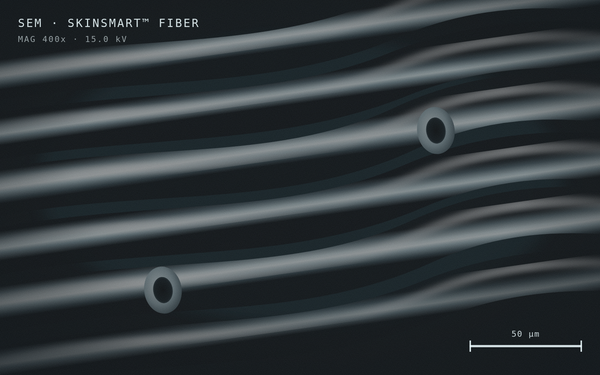 SkinSmart fiber under a microscope